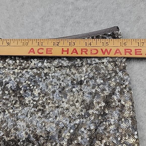 CACHE Silver Sequin Skirt Sz 8 Straight Pencil Party Lined Back Zipper Y2K Glam - Picture 8 of 11